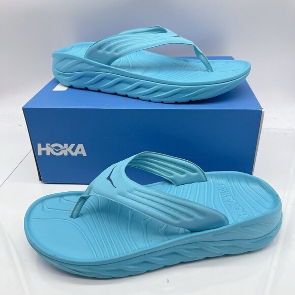 Hoka One One Ora Recovery Flip Flop Thong Sandal Scuba Blue Bellwether Men US 11 - Picture 2 of 10